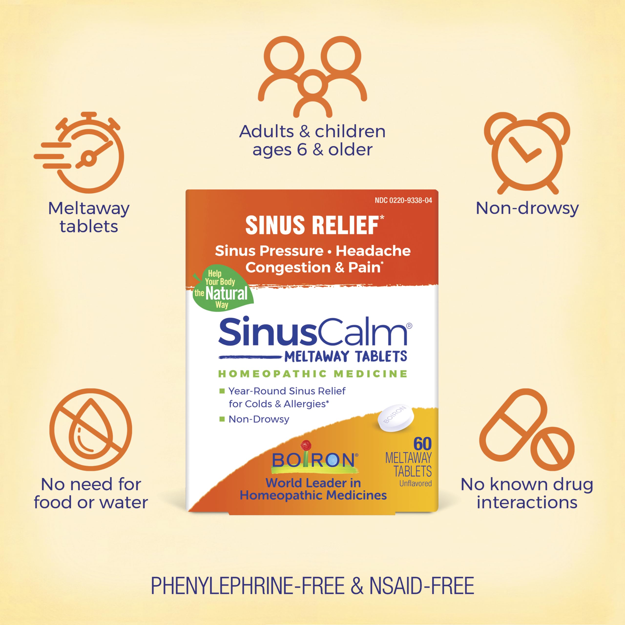 Boiron SinusCalm Tabs Sans Somnolence, maintien de l’activité quotidienne.