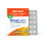 Boiron SinusCalm Tabs présente la bouteille et les comprimés fondants, pour un confort nasal.