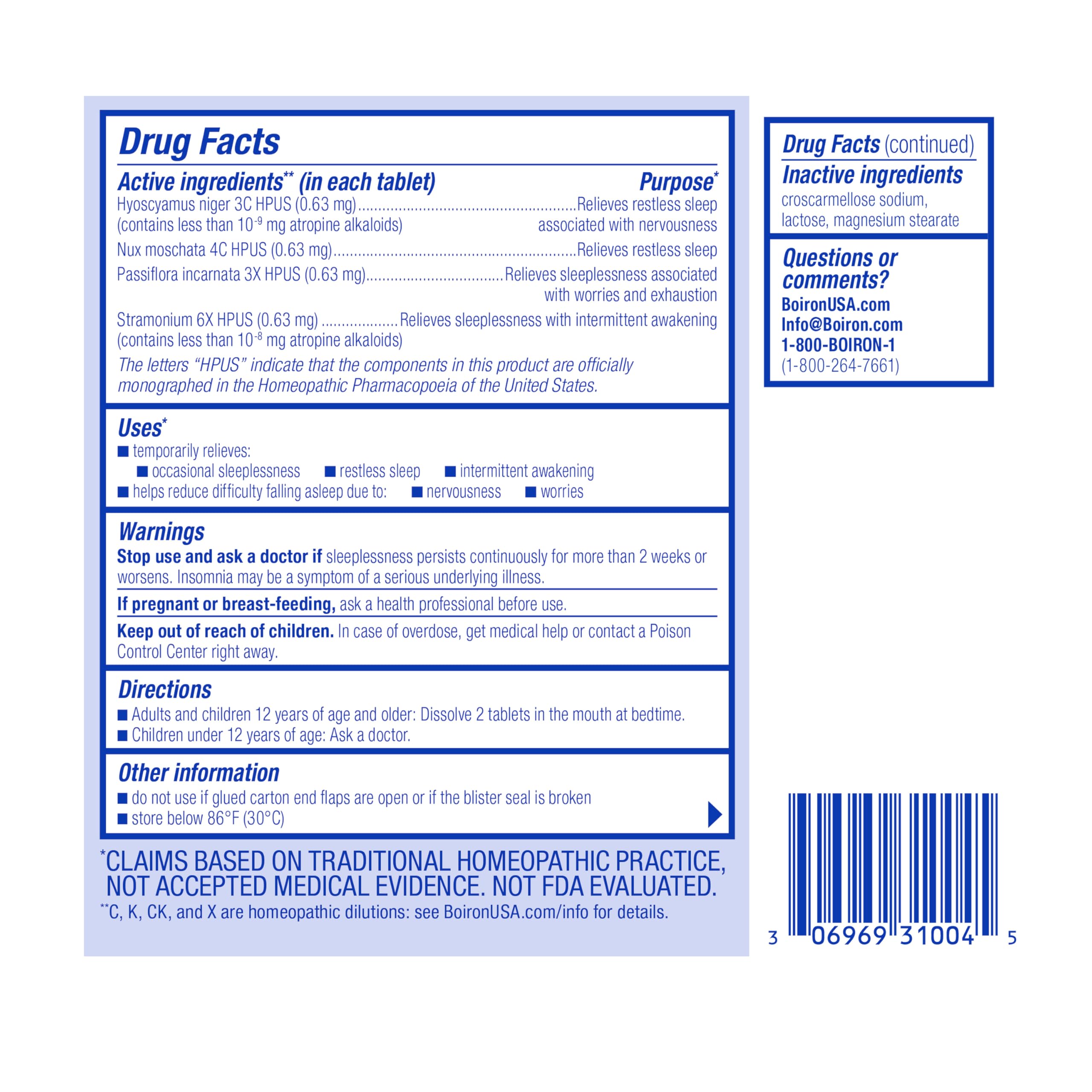 Formulation SleepCalm sans gluten et sans édulcorants artificiels.
