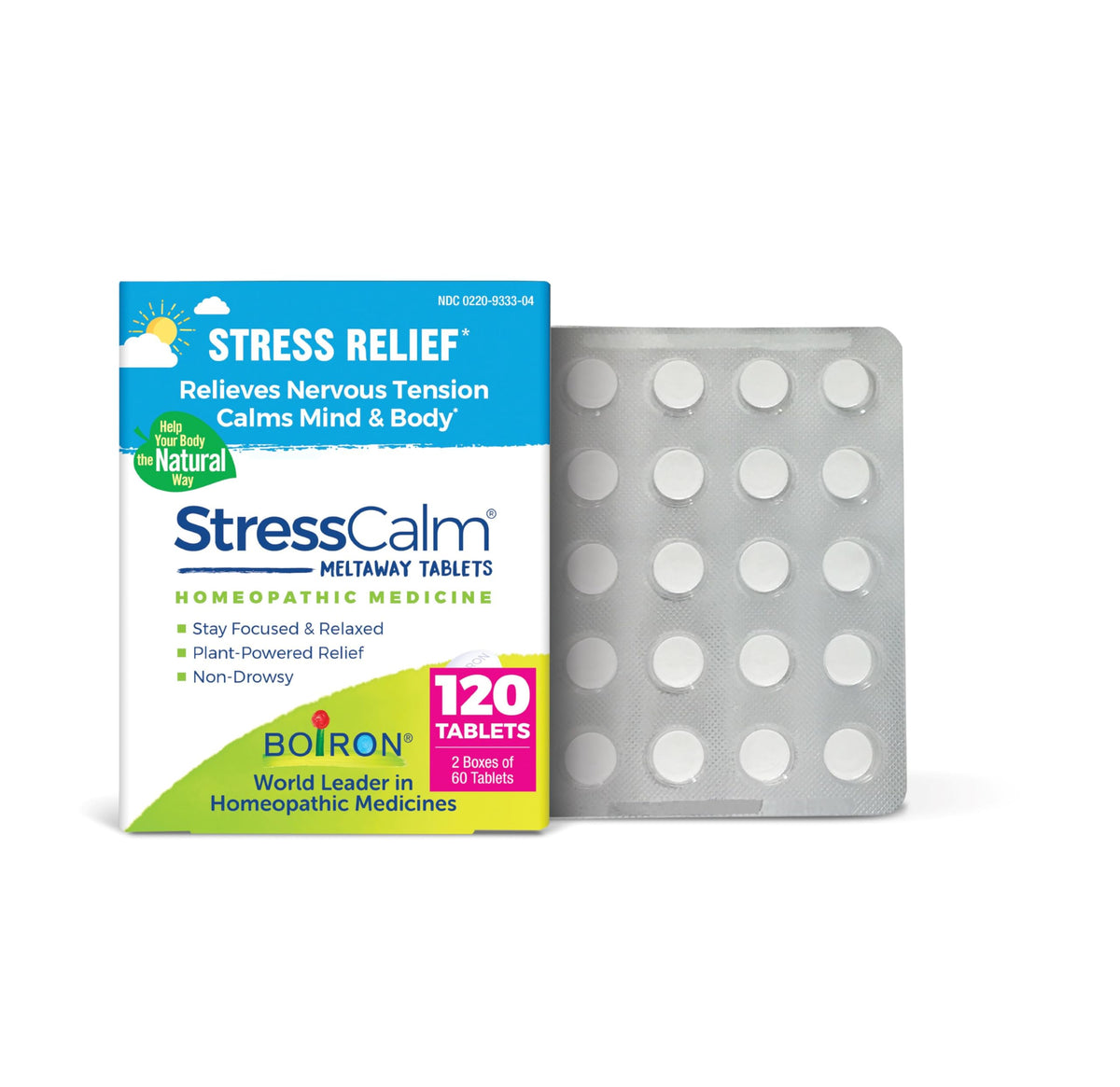 Boiron StressCalm – boîte 120 comprimés pour calmer le stress au quotidien.