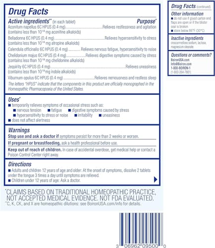Boiron StressCalm – bouteille 60 comprimés, format pratique pour usage ponctuel.