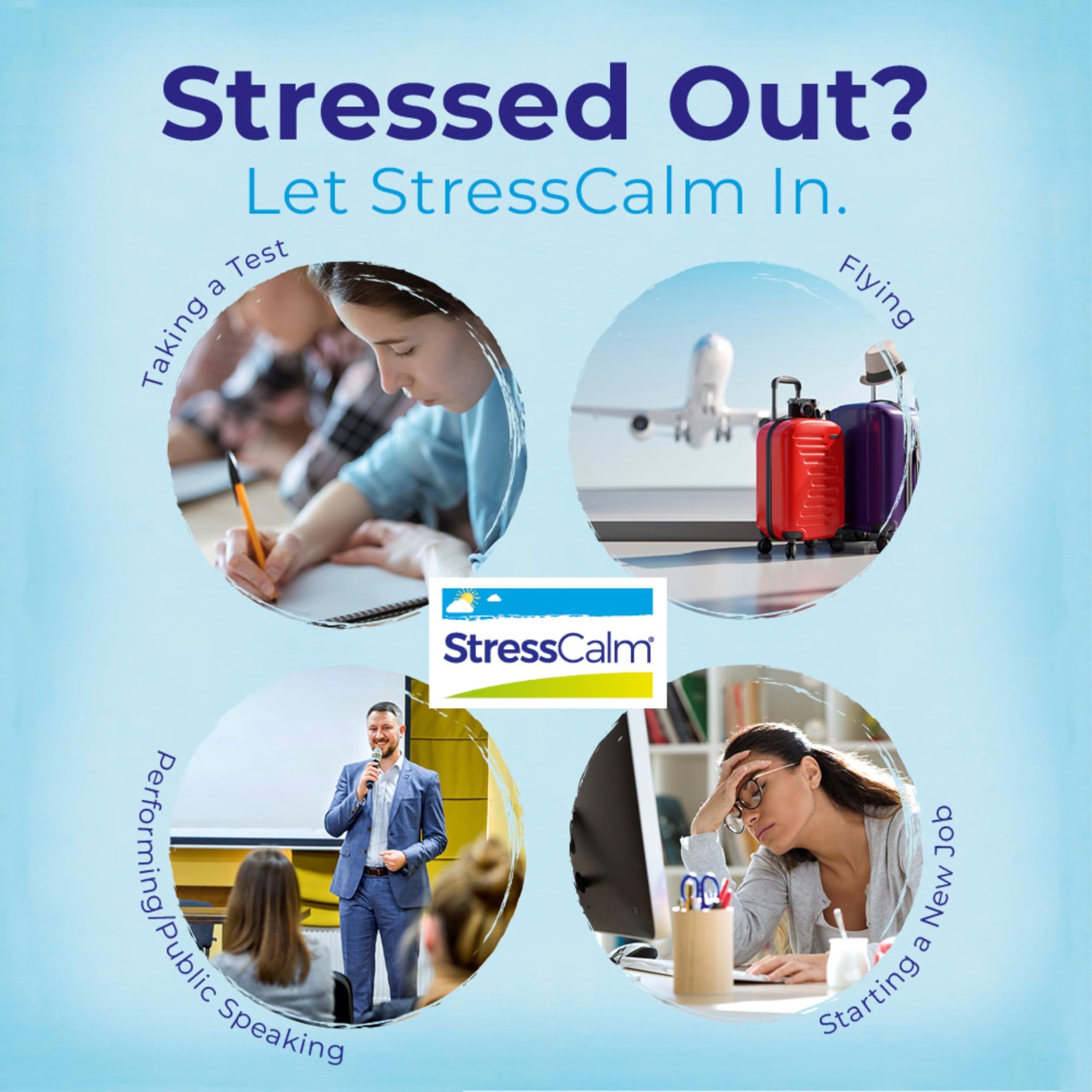 Boiron StressCalm ingrédients naturels, sans gluten ni additifs artificiels.