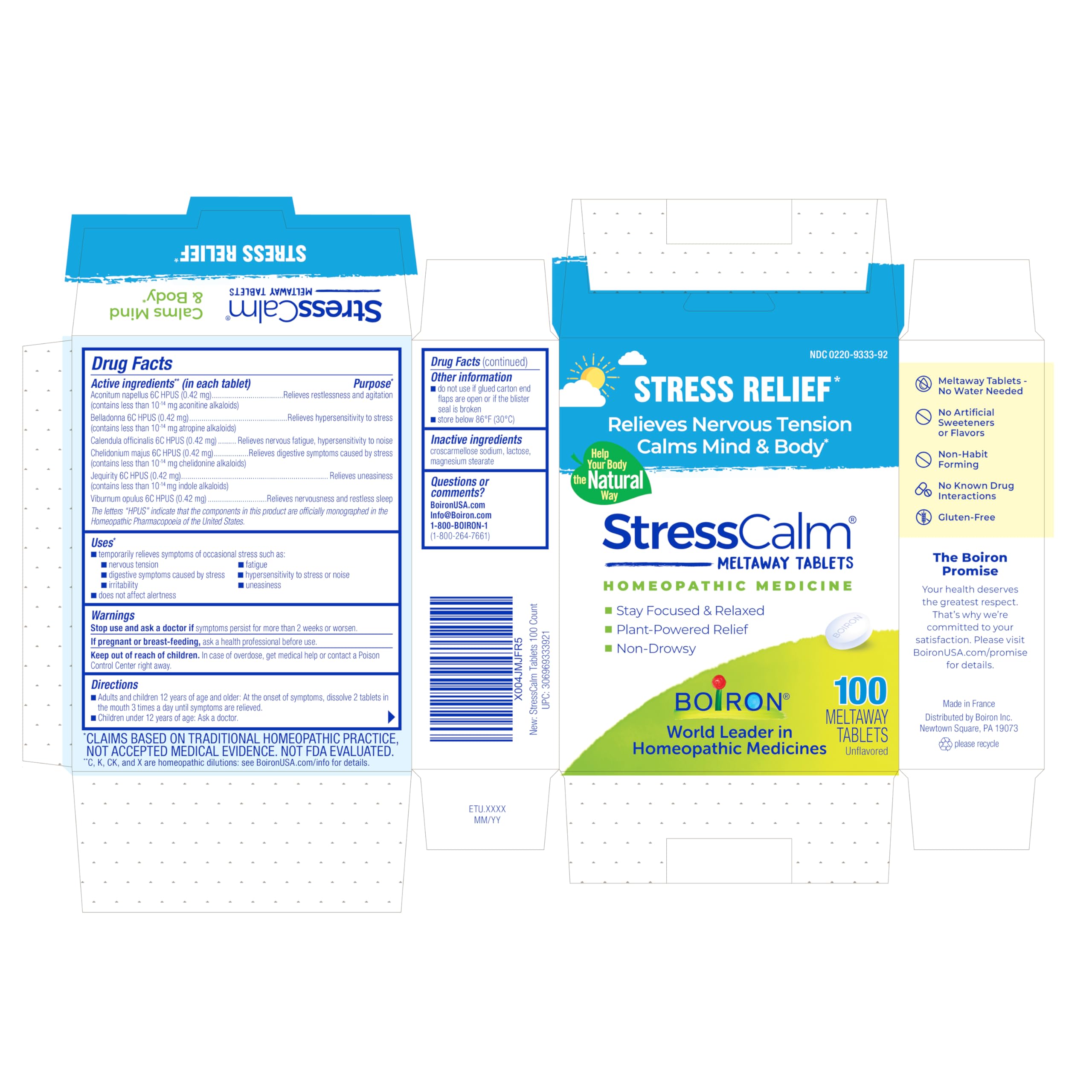 Boiron StressCalm tablettes relaxantes d’origine naturelle, aide possible pour l’émotivité.