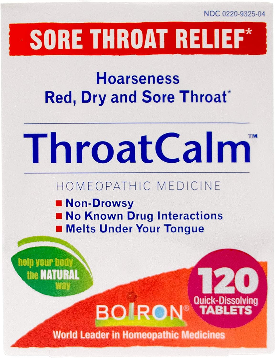 Boiron ThroatCalm : boîte ouverte et étiquette, soulagement potentiel pour gorge irritée.