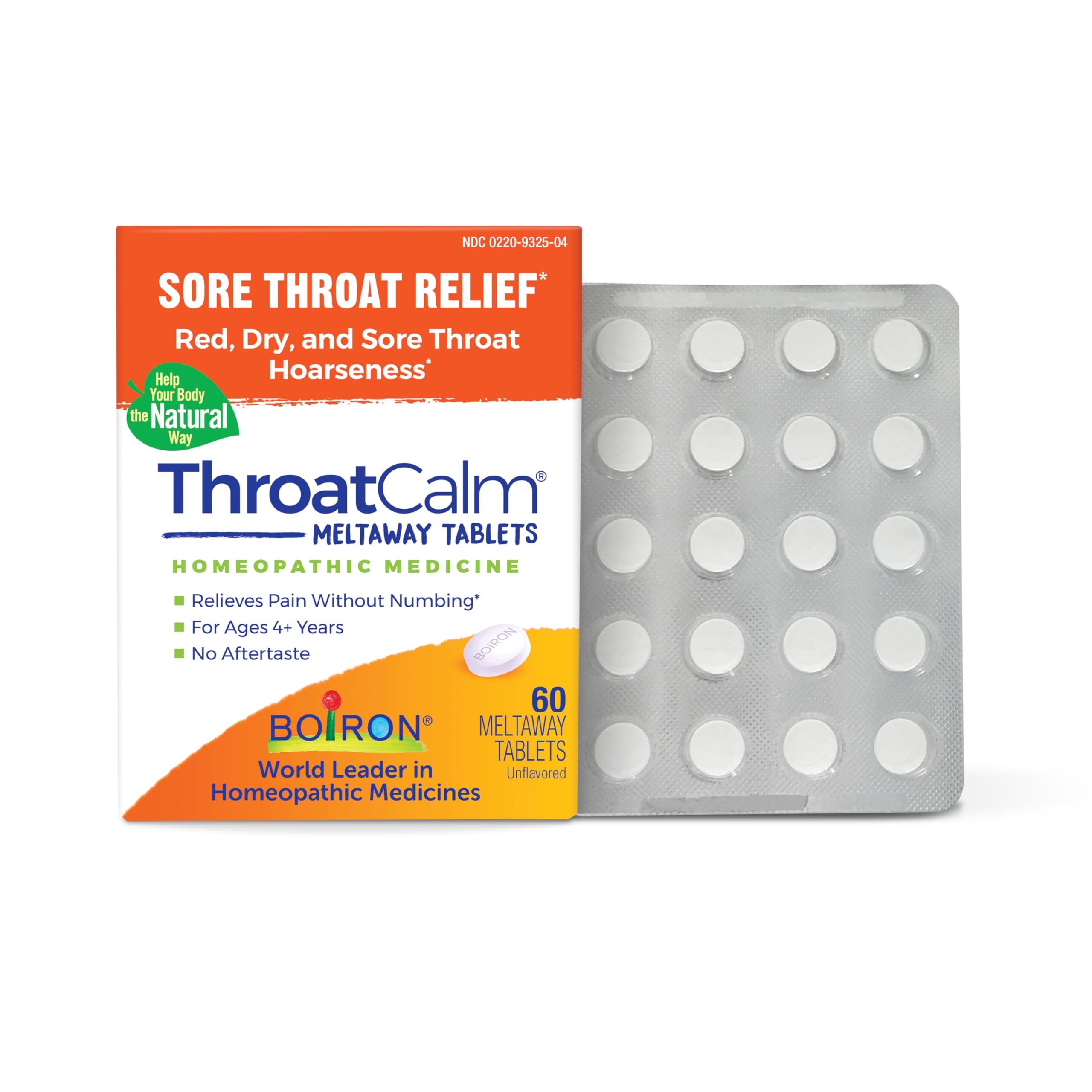 Boiron ThroatCalm: comprimés fondent dans la bouche pour soulager la gorge.