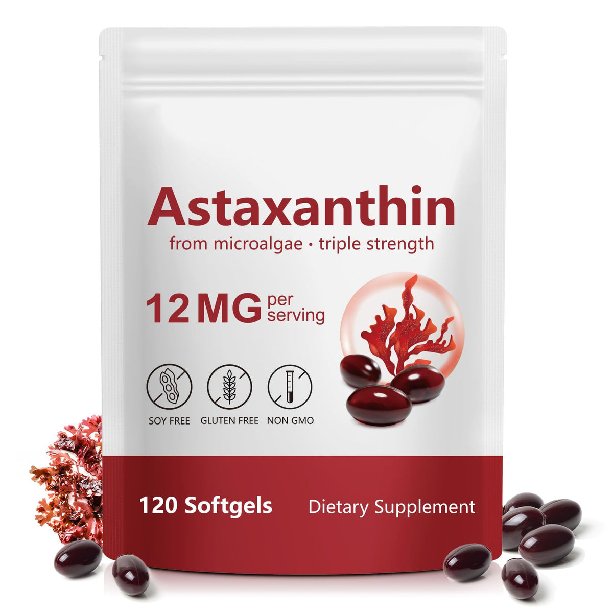 BOIUOITI Astaxanthine 12 mg, bouteille: soutien potentiel des yeux et de la peau.