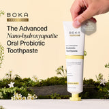 Pâte Boka: probiotiques Dental-Lac intégrés pour l'équilibre buccal durable.