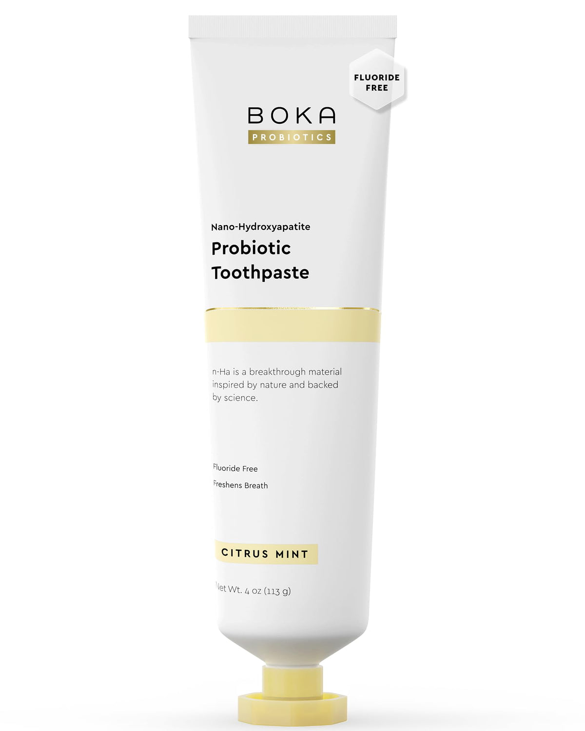Pâte Boka: emballage visible, soin dentaire quotidien sans fluor.