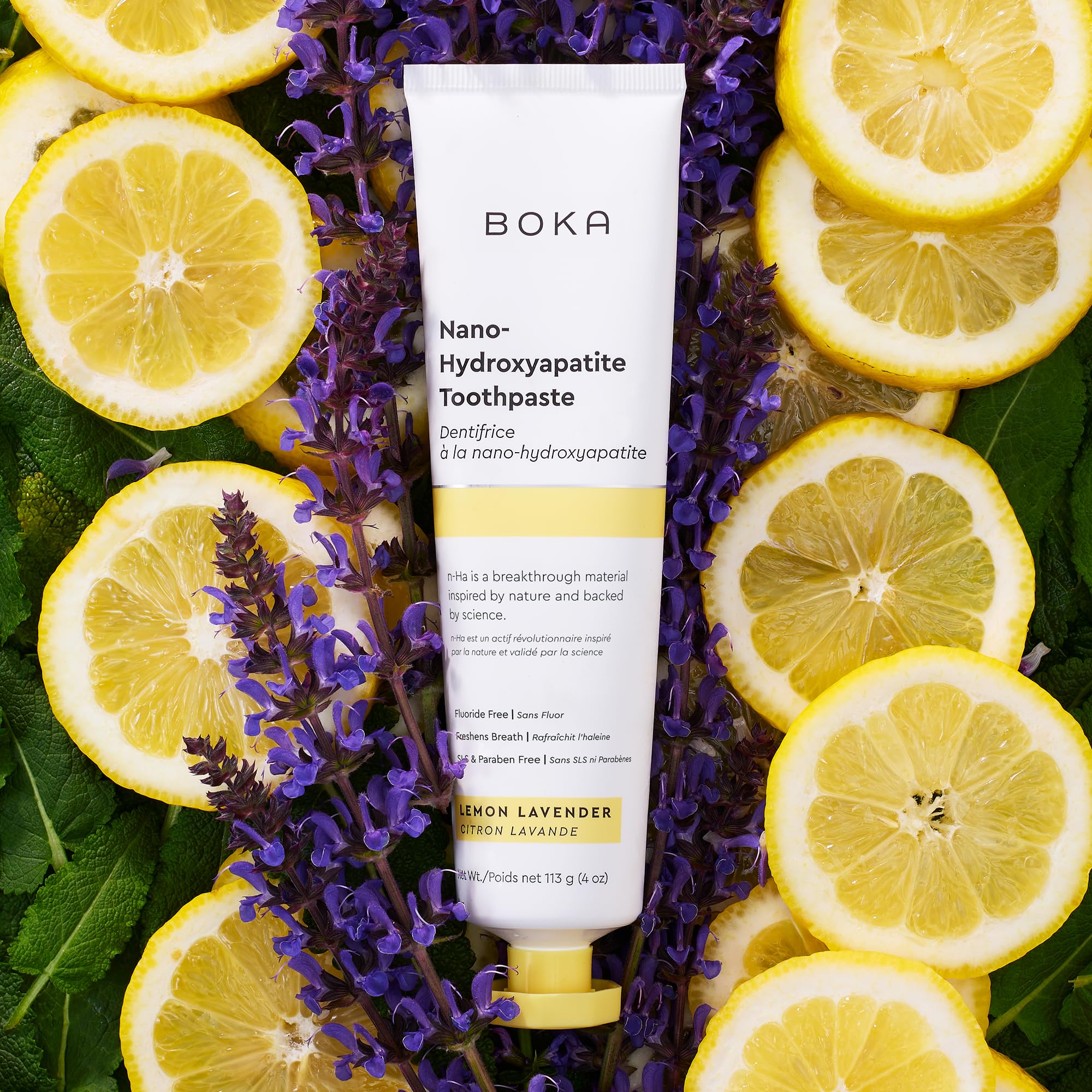 Boka dentifrice nano-hydroxyapatite, gros plan sur la pâte et le soin quotidien