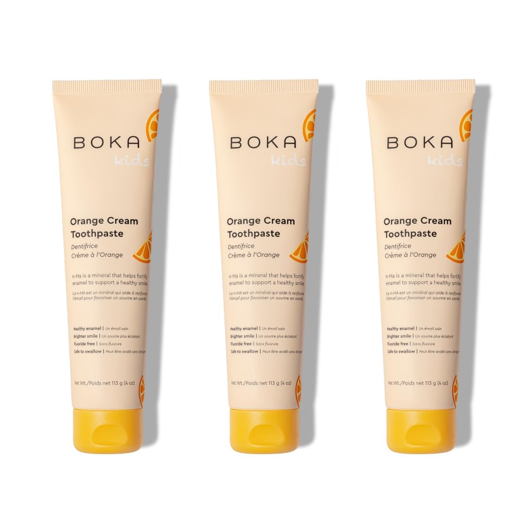 Dentifrice Boka nano-hydroxyapatite saveur orange crème dans un tube