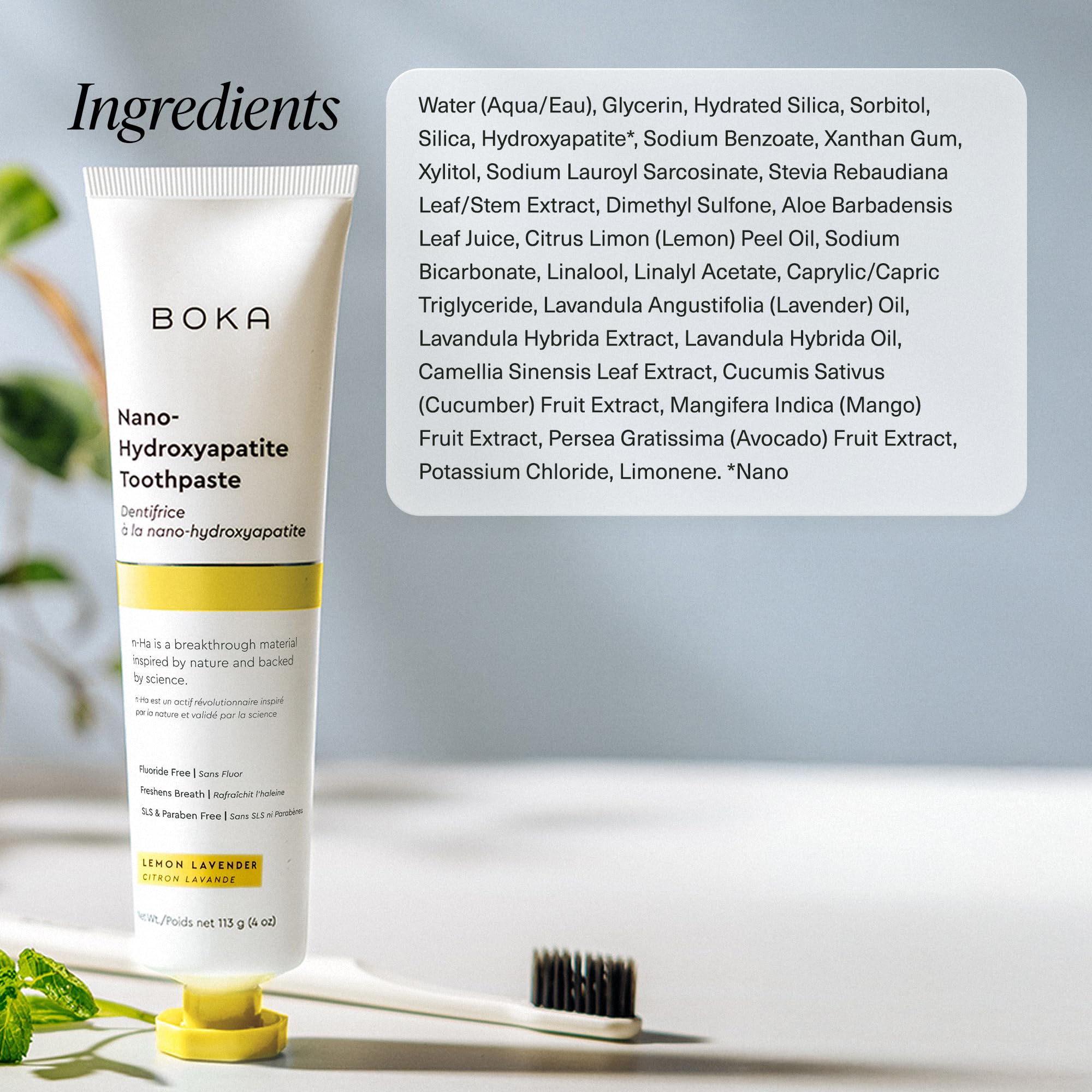 Boka dentifrice sur meuble bain, ambiance spa