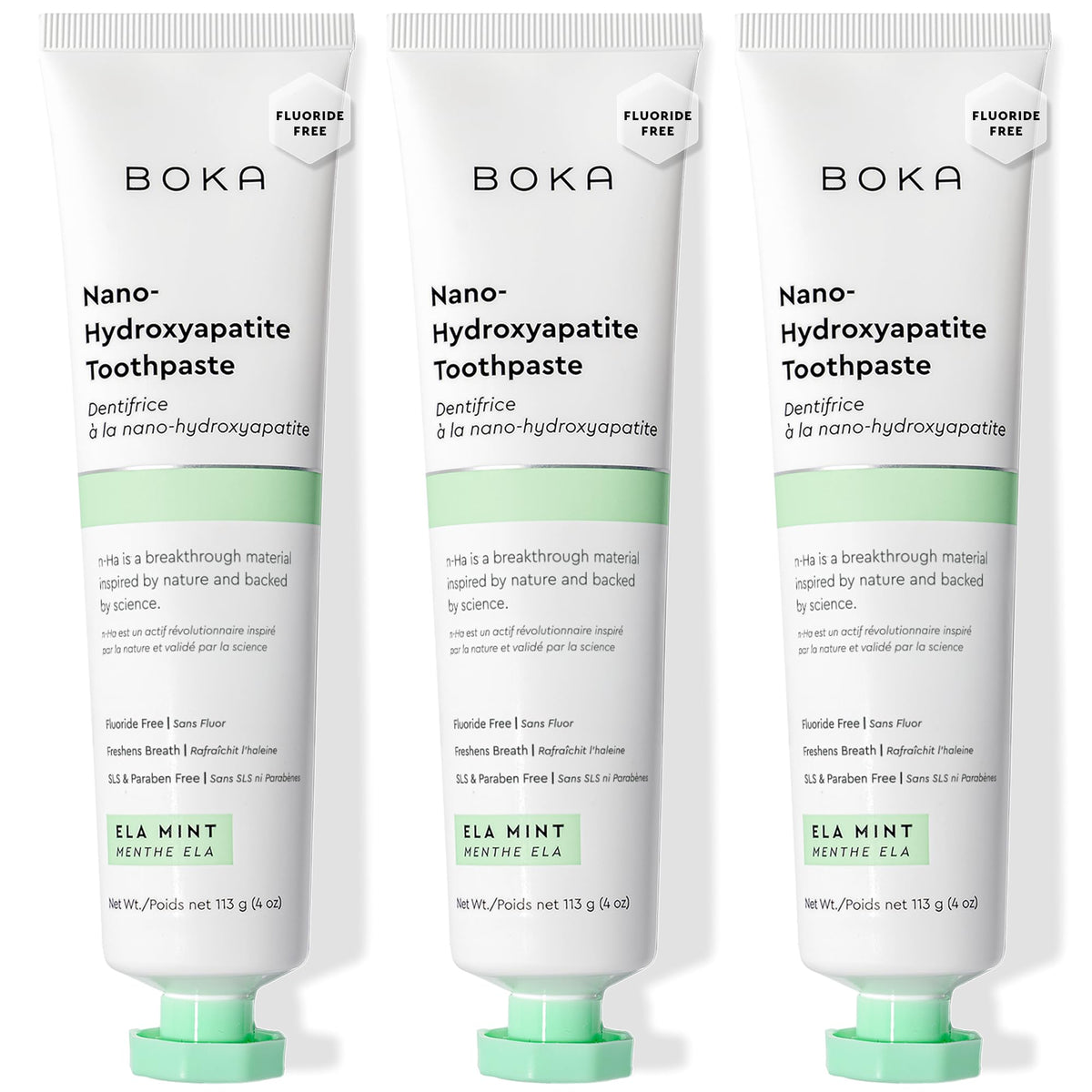 Dentifrice Boka sans fluorure Elamint en tube, soin doux pour dents sensibles