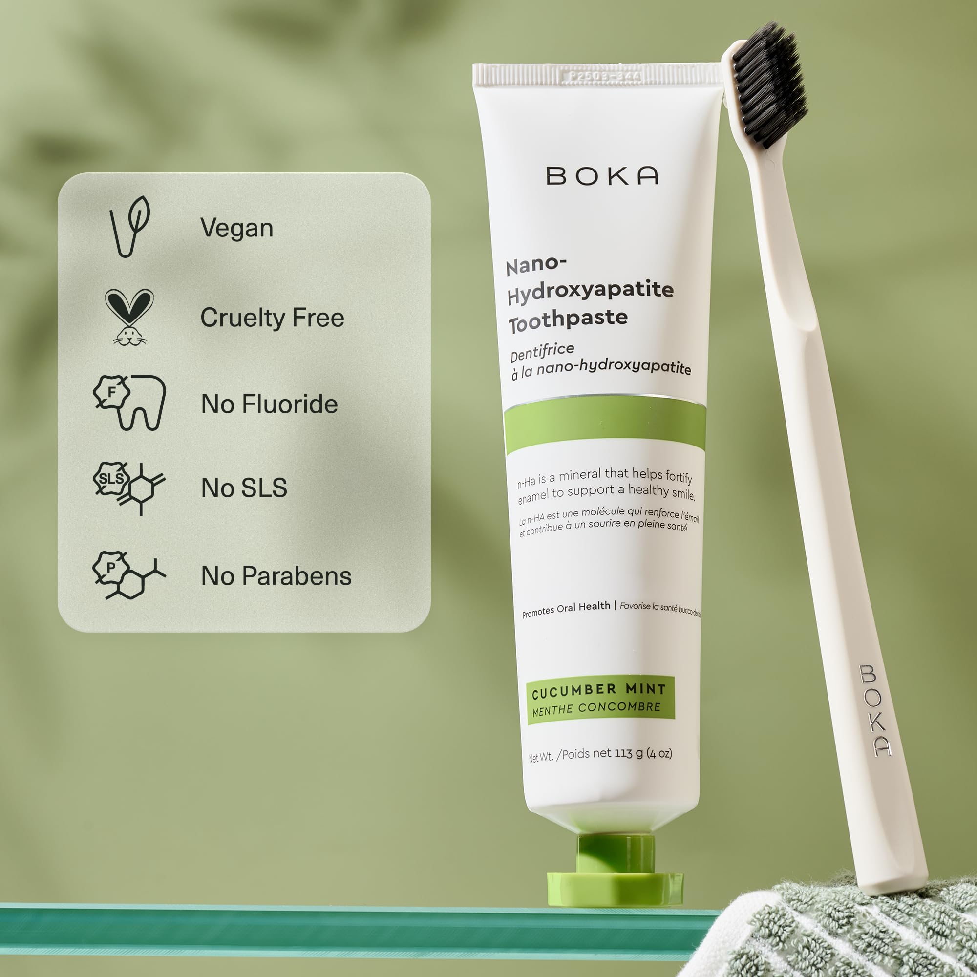 Dentifrice sans fluorure Boka au parfum concombre menthe pour toute la famille