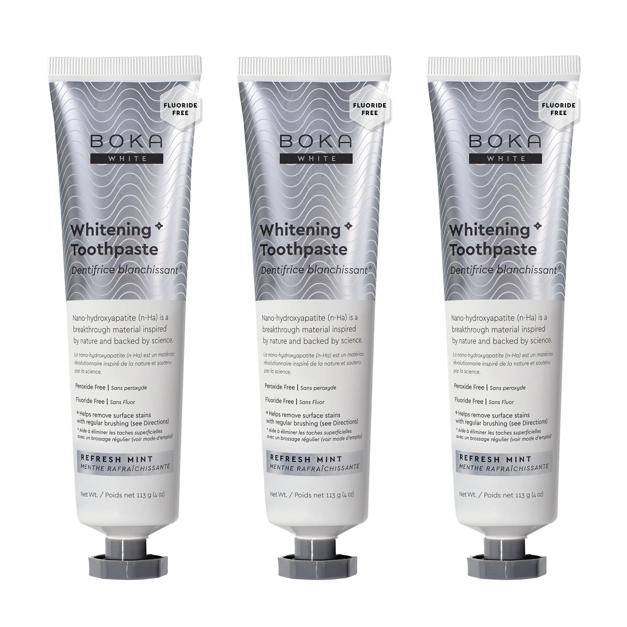 Boka sans fluorure, packaging pratique pour la routine bucco-dentaire.