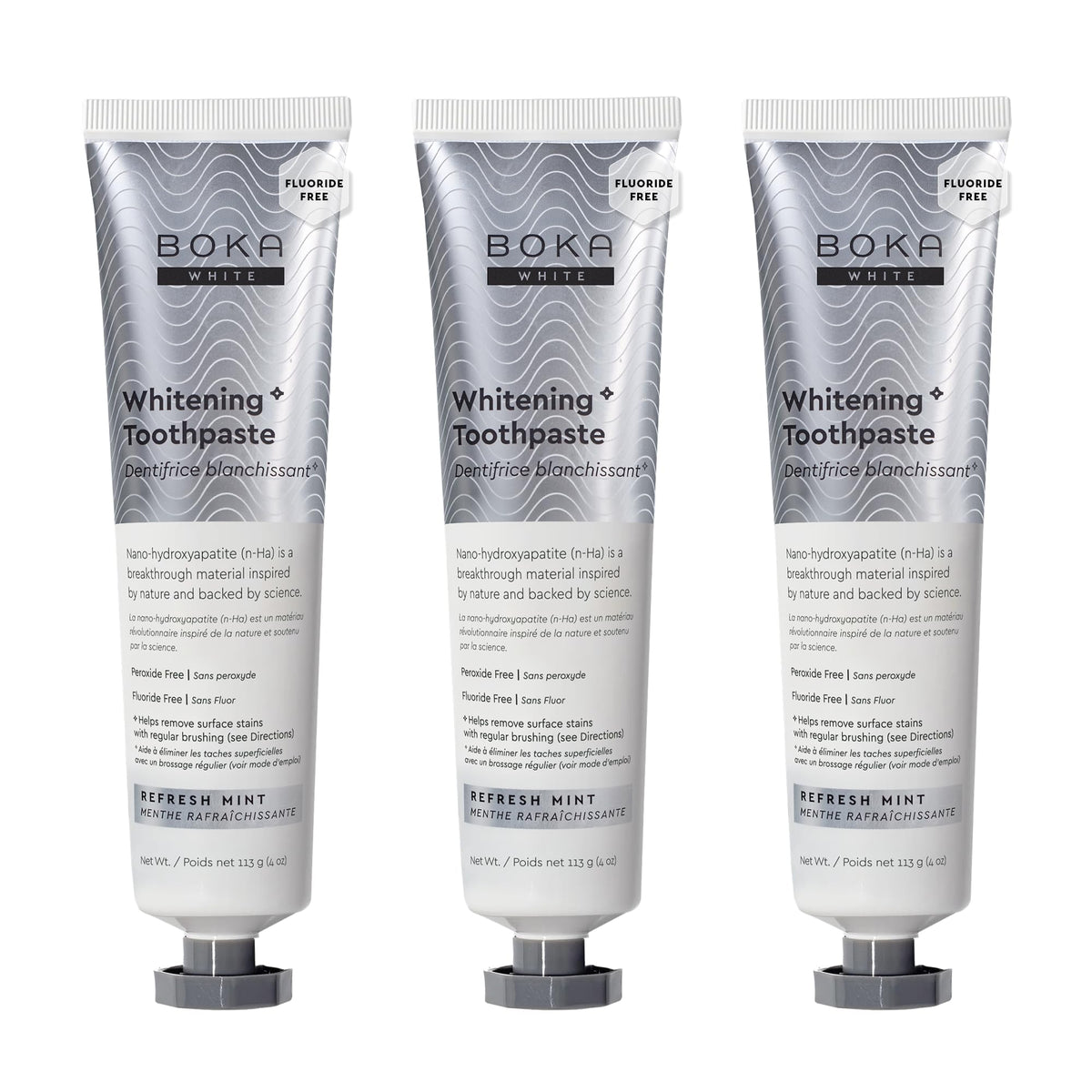 Boka sans fluorure, packaging pratique pour la routine bucco-dentaire.