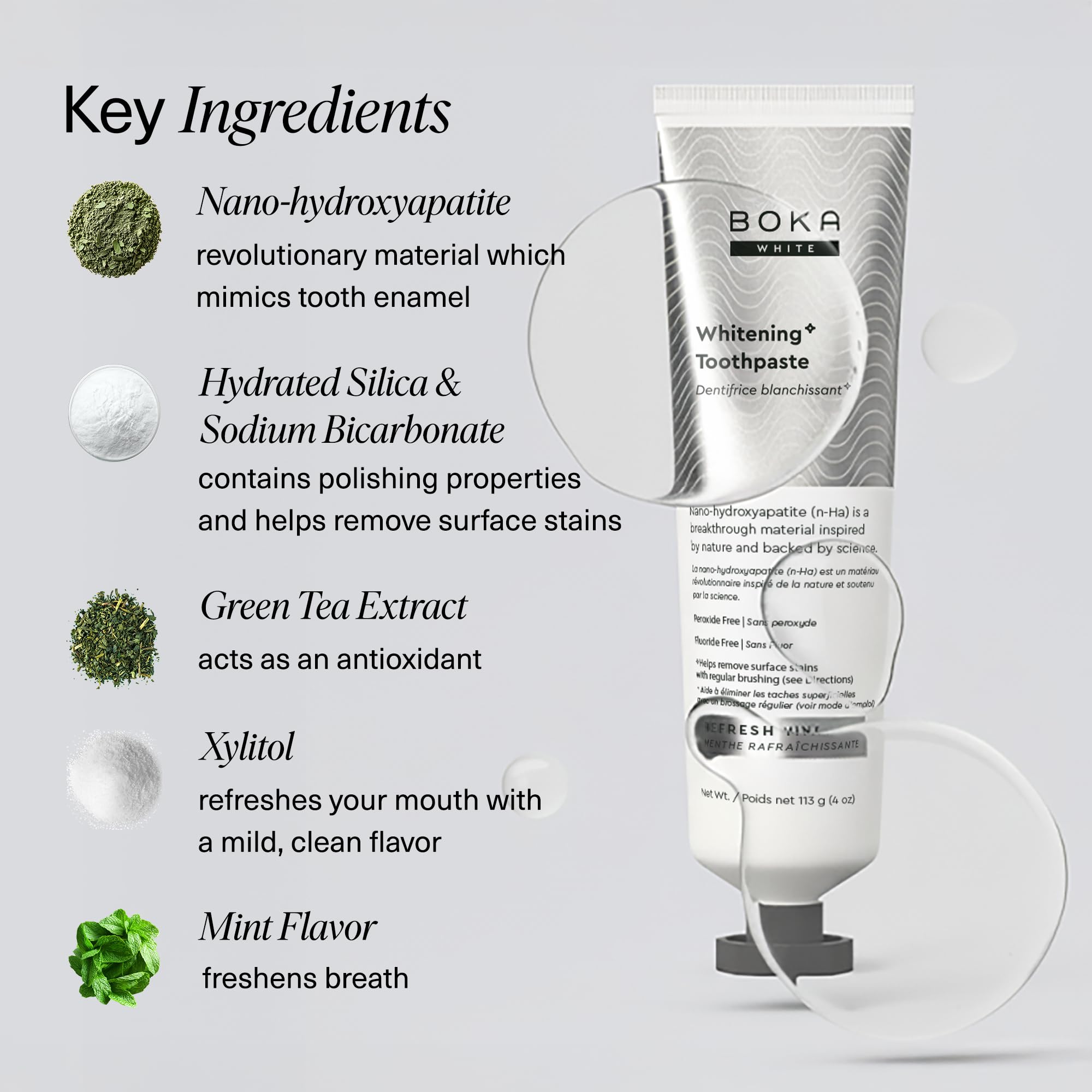 Application Boka sur la brosse, texture légère et fraîche.