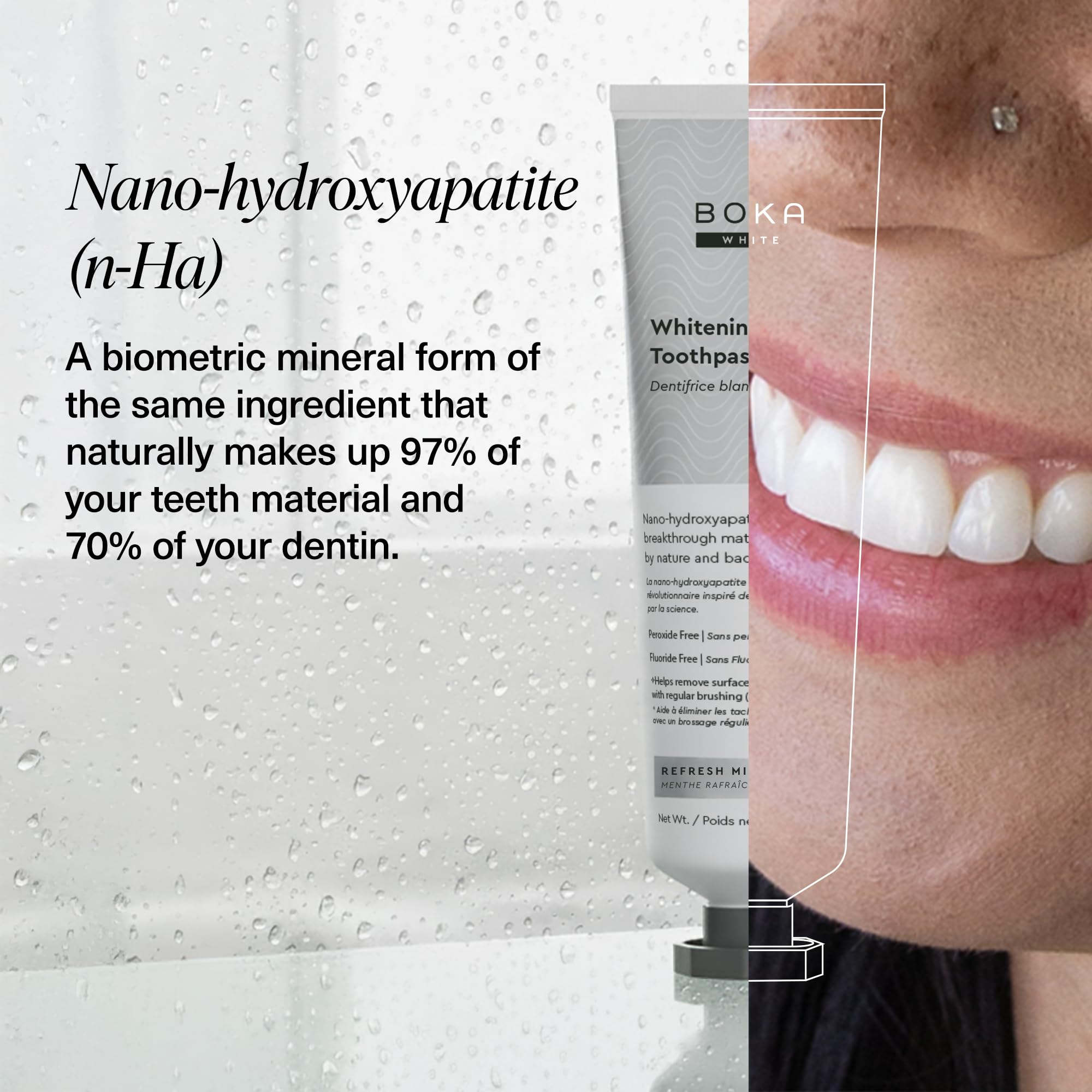 Boka dentifrice sensibilité, aloe vera inclus pour un soin léger et apaisant.