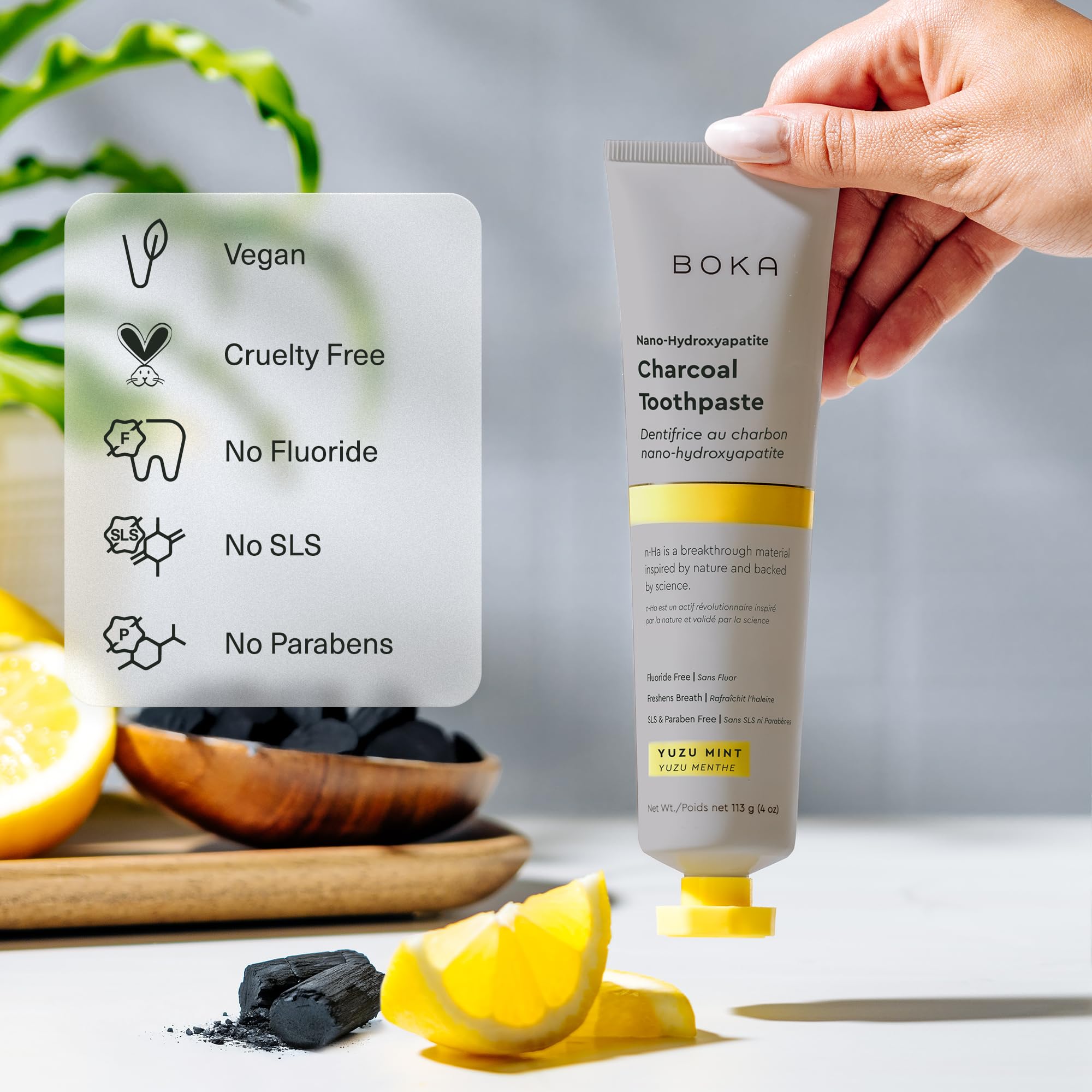 Texture crème Boka sans fluor, perception douce pendant le brossage.
