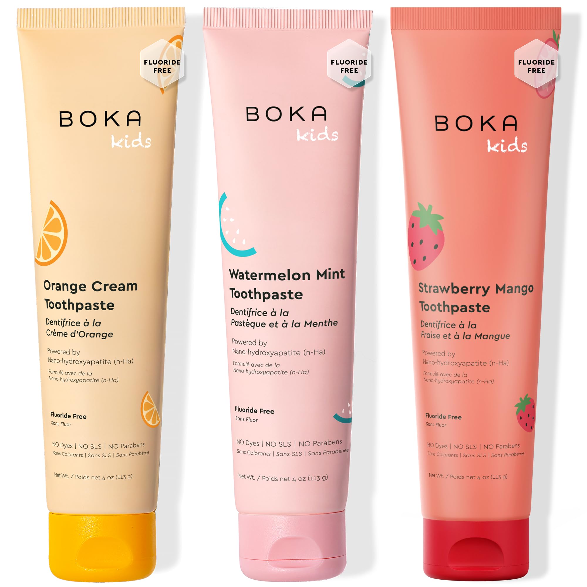 Pâte dentaire Boka Orange Crème — tube prêt au brossage en douceur pour enfants.
