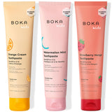 Pâte dentaire Boka Orange Crème — tube prêt au brossage en douceur pour enfants.