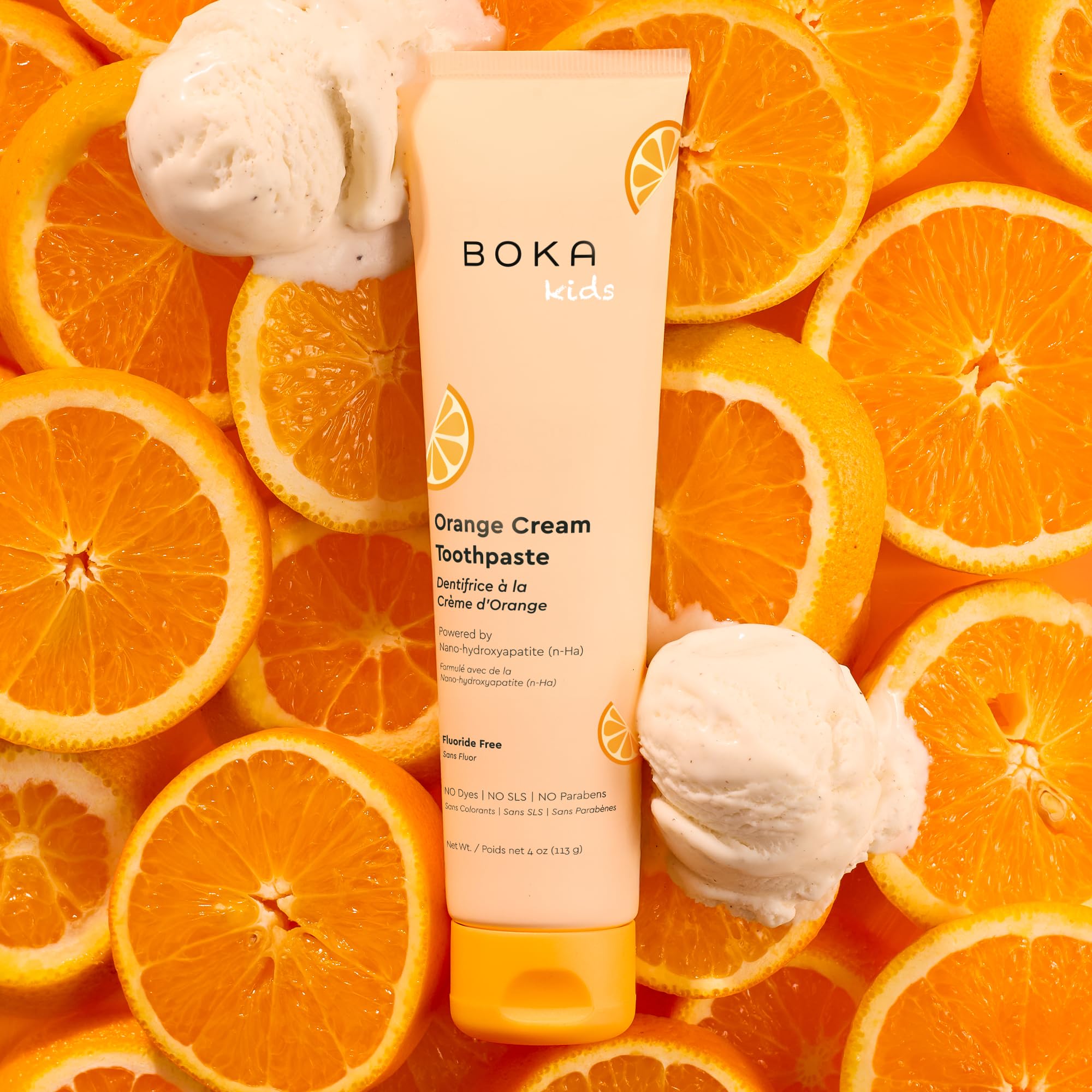 Utilisation enfant brossage avec dentifrice Boka, formule adaptée pour petits sourires