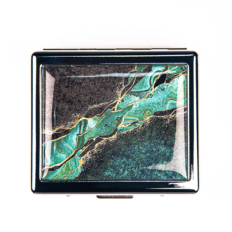 Boîte à pilules BOKAAW 7 jours marbre noir vert, pratique et élégante.