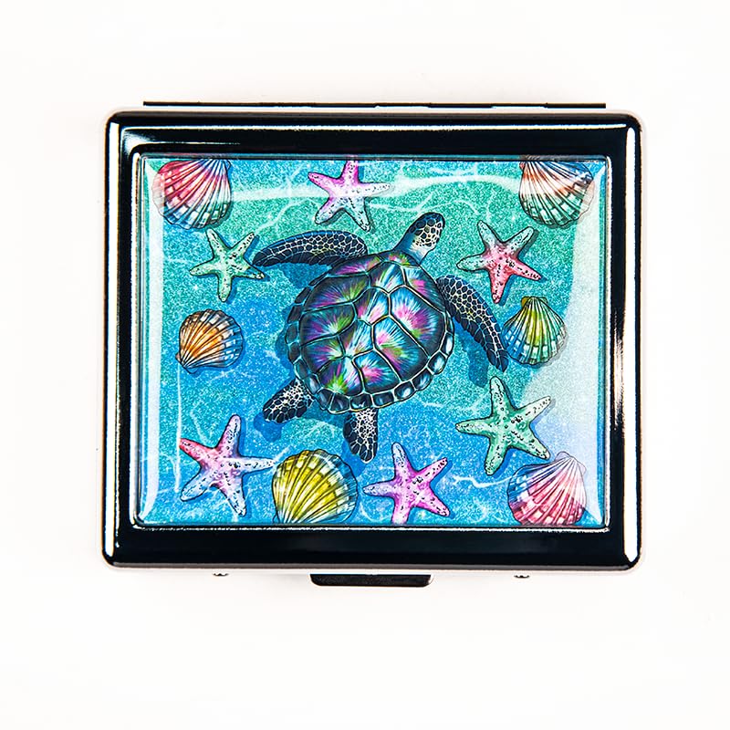 BOKAAW boîte-pilules argent brillant avec miroir intérieur, pratique pour l'organisation quotidienne.