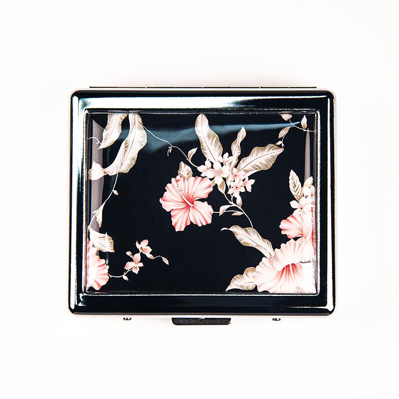 Boîte à pilules BOKAAW vintage fleur avec miroir intégré, pratique pour sept jours.