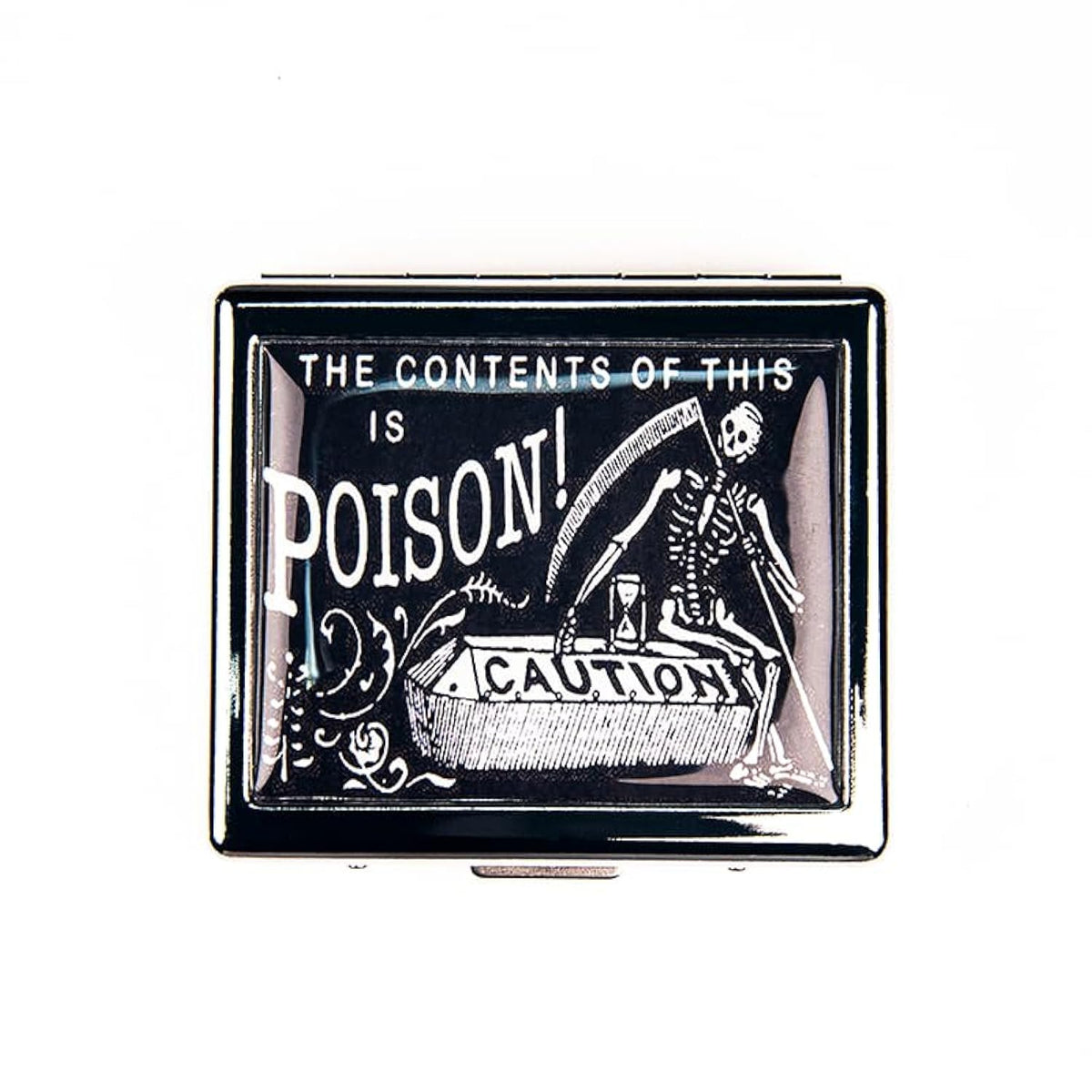 BOKAAW boîte pilules vintage Poison en argent brillant, pratique au quotidien.