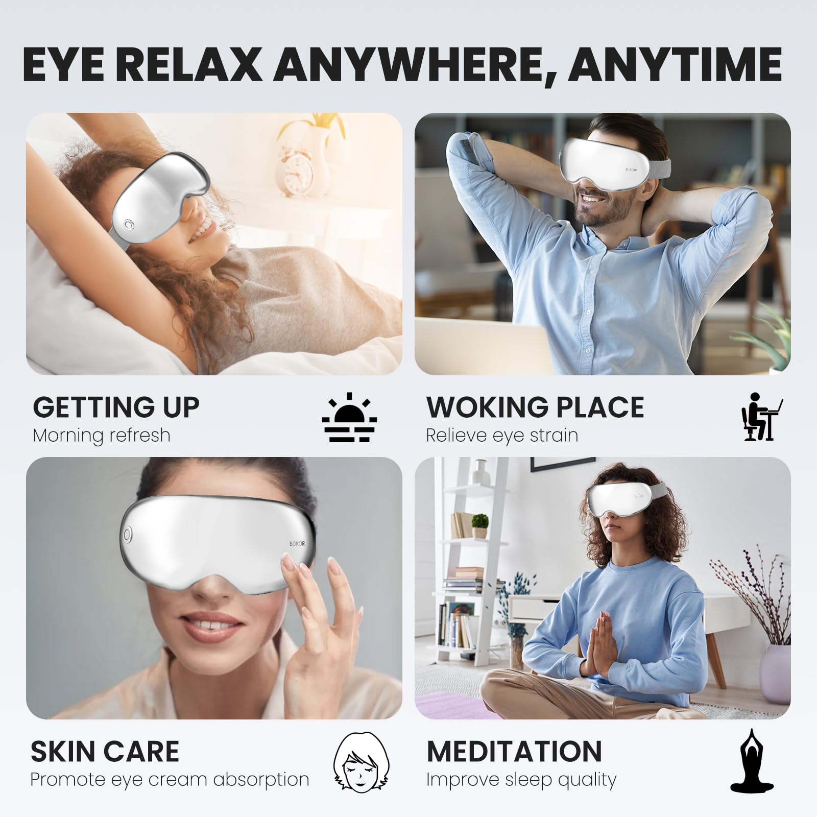 BOKOR masque chauffant apaise les yeux et favorise le sommeil.