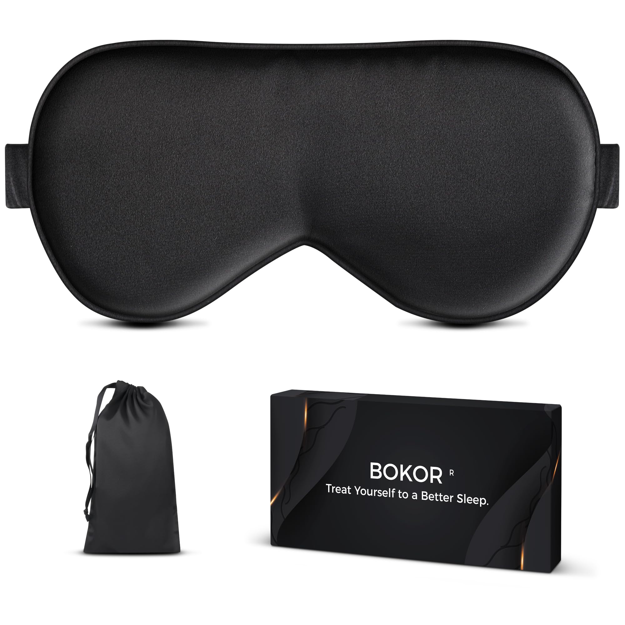 Masque BOKOR en soie noire pour un sommeil doux et paisible
