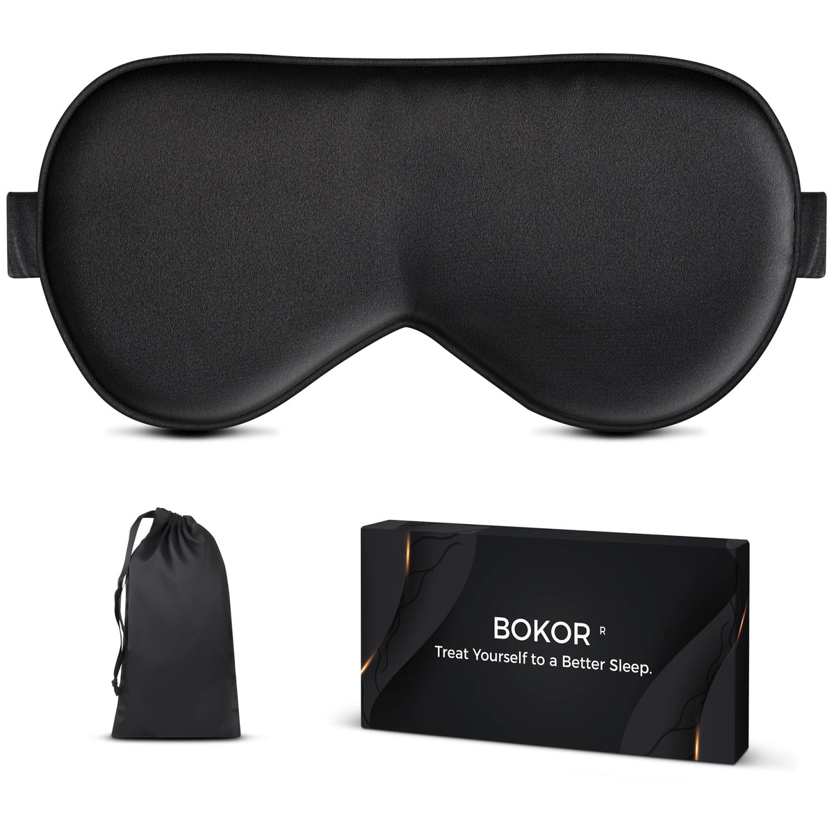 Masque BOKOR en soie noire pour un sommeil doux et paisible