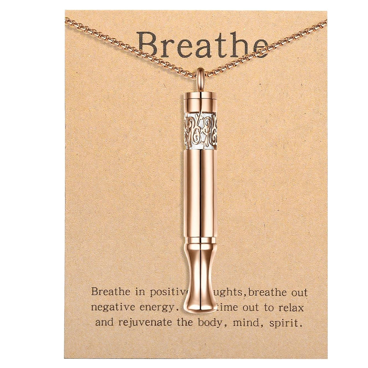 Pendentif BOLAGTIER en or rose pour respiration consciente et calme.