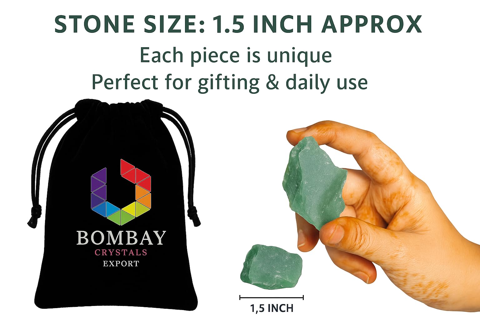 Jade vert brut BOMBAY CRYSTALS EXPORT pour reiki et chakras