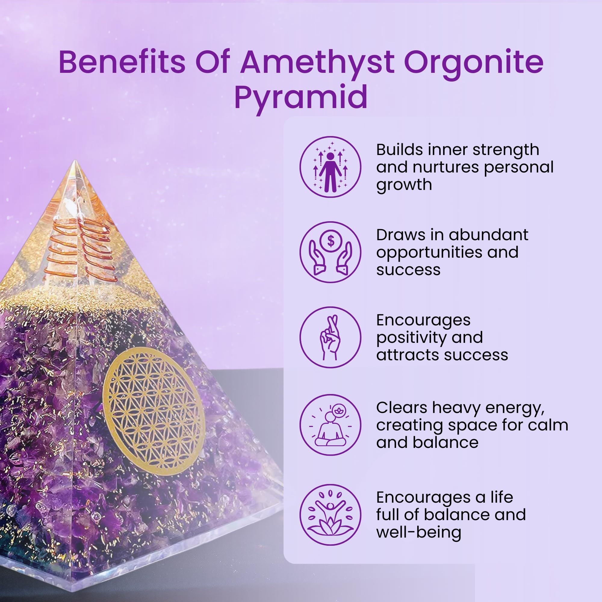 Pyramide orgone Bombay Crystals Export, décoration et énergie positive dans votre espace.