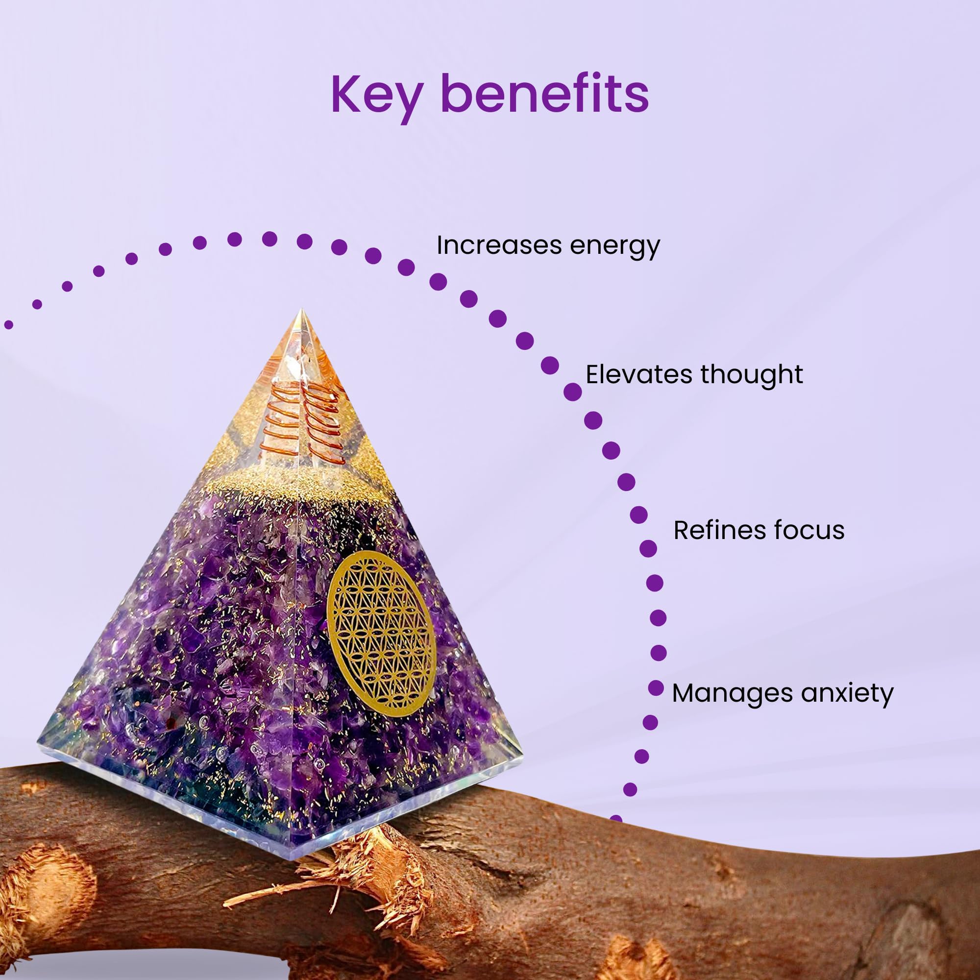 Pyramide orgone Bombay Crystals Export, symbole esthétique de réussite et d’harmonie.