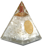 Pyramide orgonite sélénite Bombay Crystals Export pour méditation et énergie positive