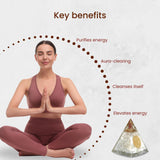 Pyramide orgonite sélénite Bombay Crystals Export méditation concentration