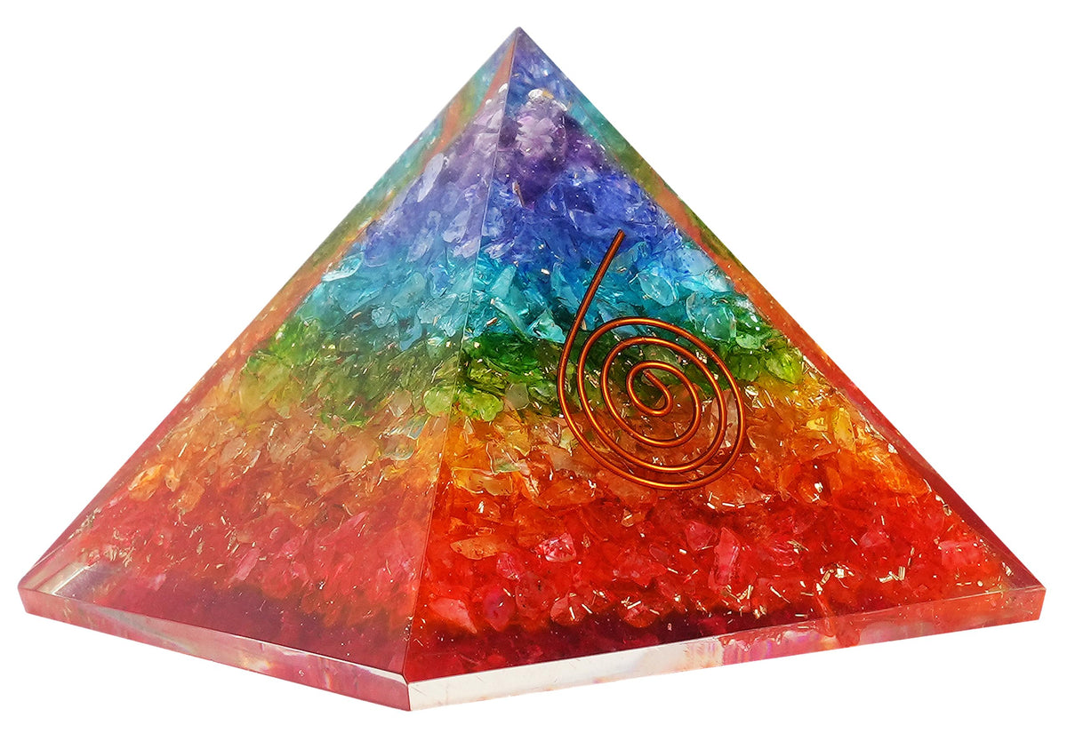 Pyramide orgonite Bombay Crystals Export 7 chakras pour l équilibre énergétique