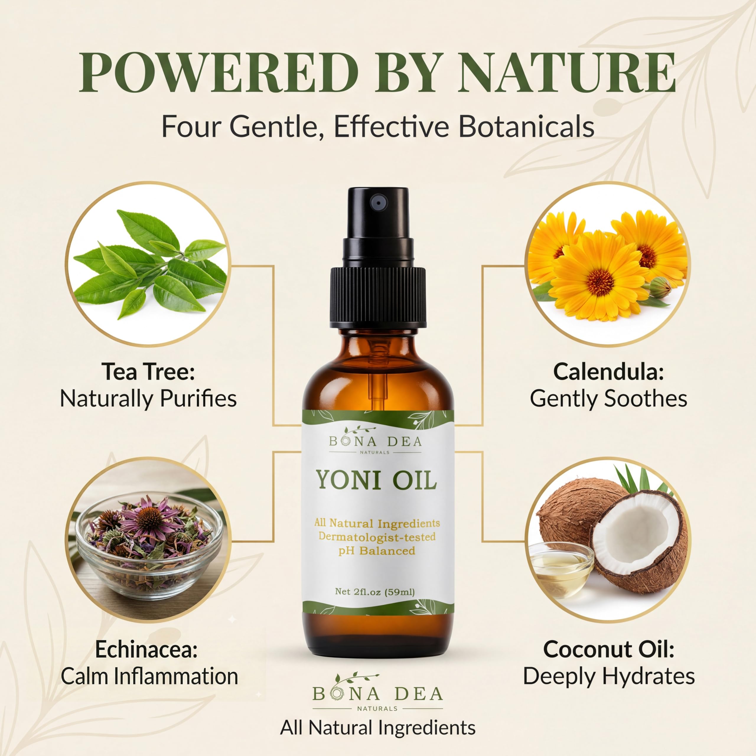 Bona Dea Naturals brume contrôle d'odeur externe avec parfum léger.