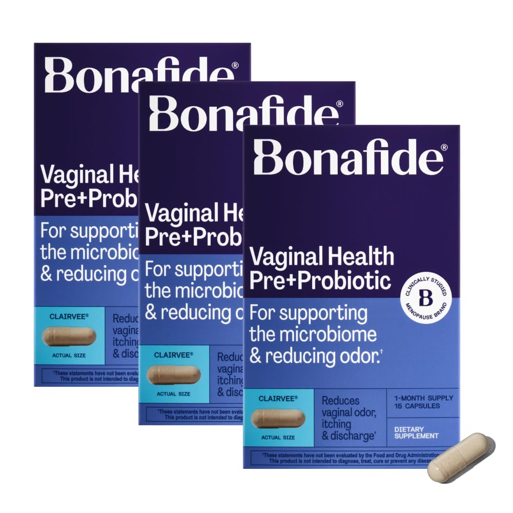 Bonafide Clairvee : bouteille de capsules facile à prendre pour le confort intime.
