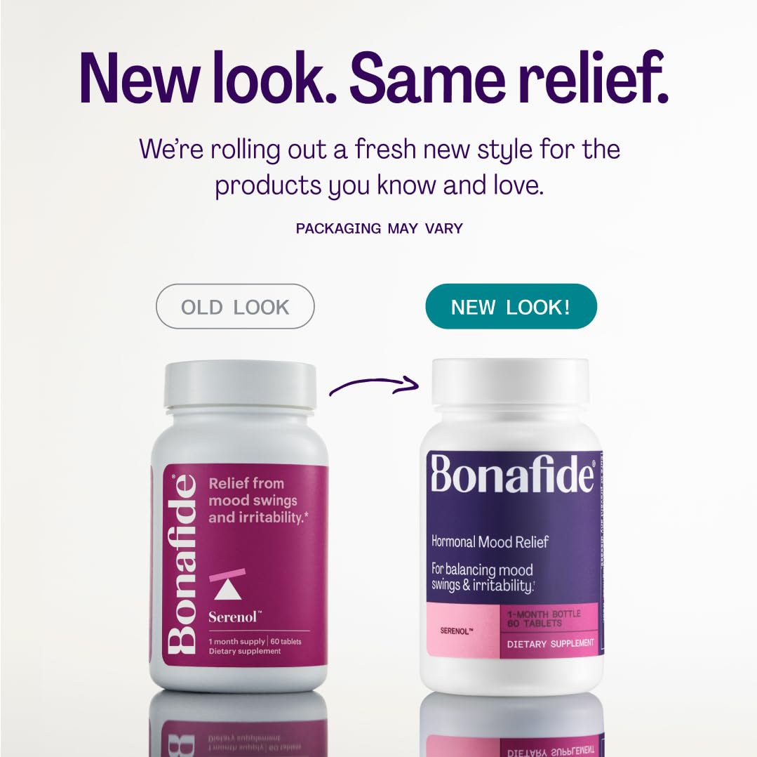 Tablettes Bonafide Serenol visibles, utilisation quotidienne potentielle pour soulager le SPM.