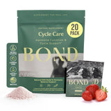 BOND Cycle Care, sachet fraise, prise pratique pour le quotidien.