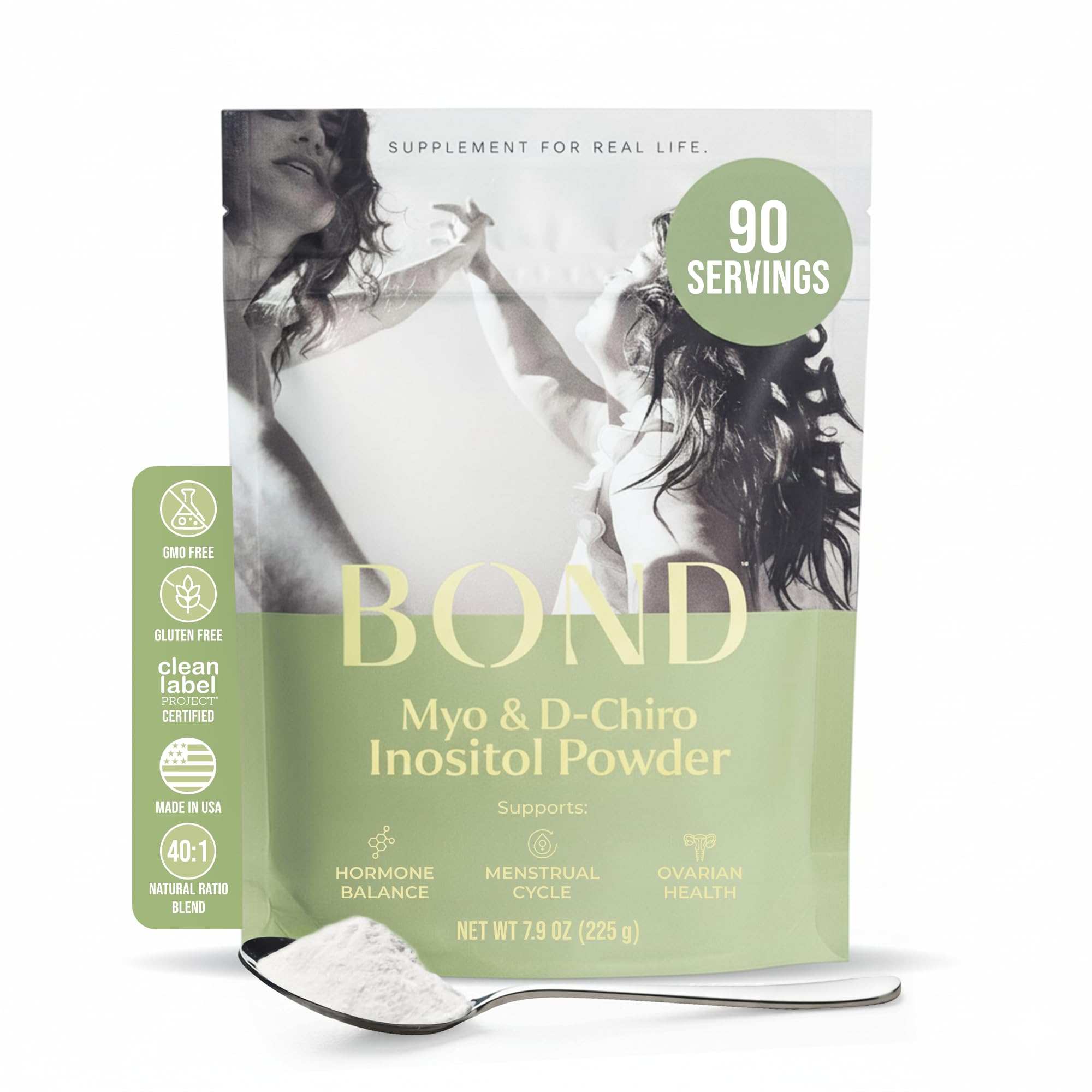 Bond Myo-Inositol: bouteille-poudre etape facile pour l'utilisation quotidienne.