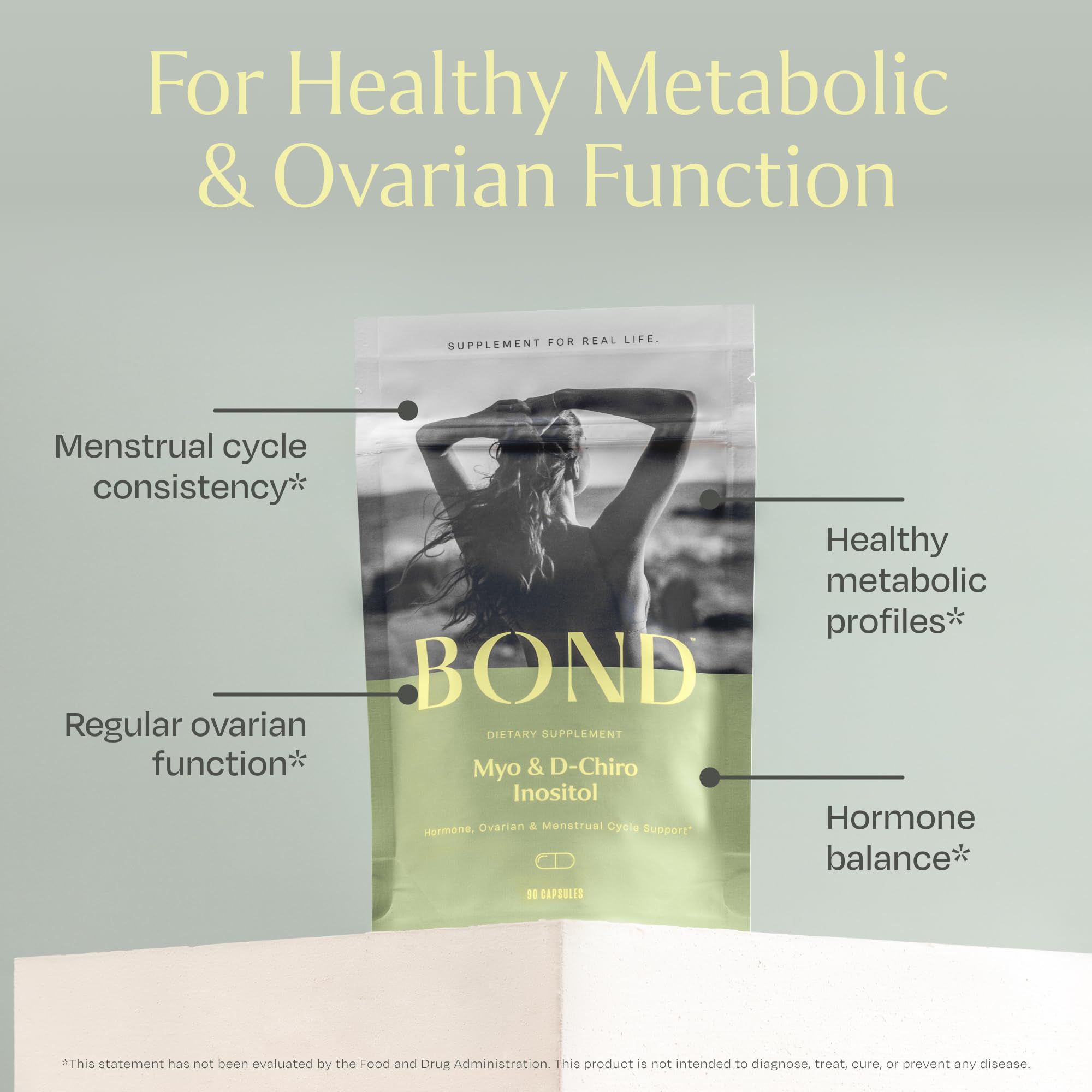 Étiquette BOND indiquant le soutien potentiel de l’ovulation et la régularité du cycle.