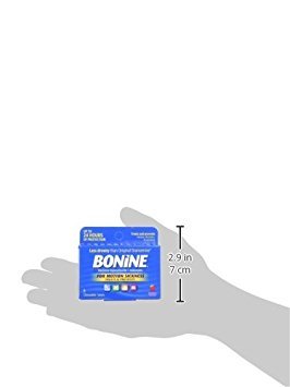 Bonine, emballage des tablettes framboise prêt pour le voyage.