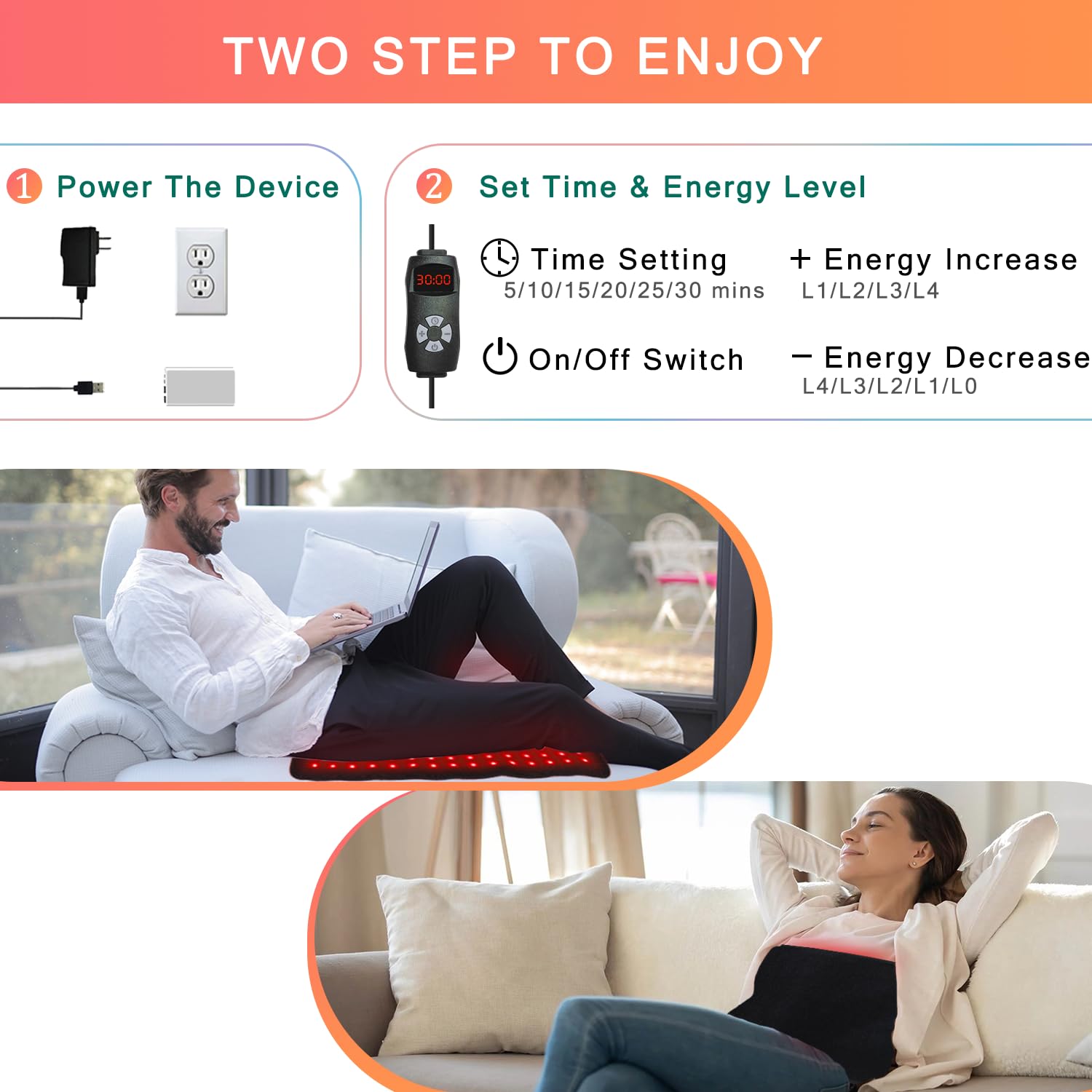 bonodave extension-ceinture thérapie lumière rouge, couverture ajustable pour le corps