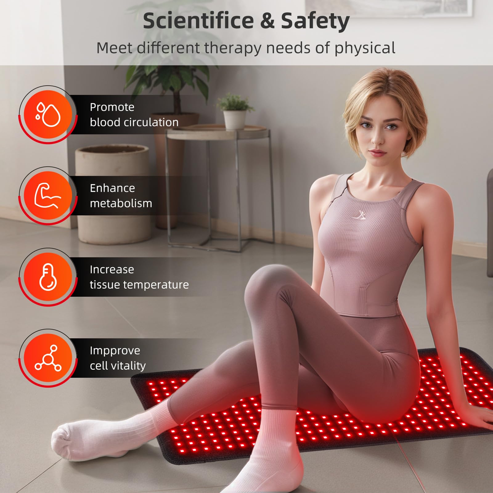 Bonodave tapis LED 360 puces DEL pour une couverture homogène du corps.