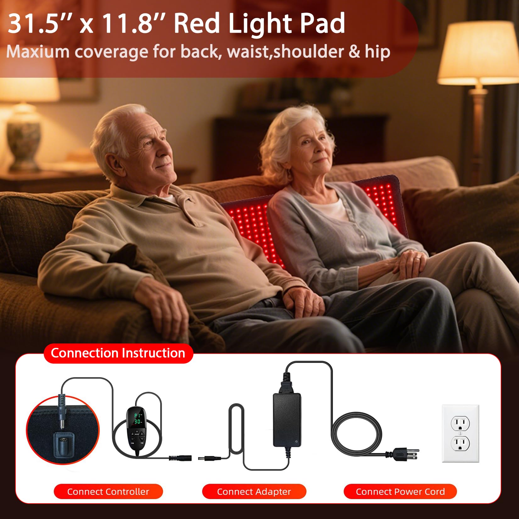 Bonodave tapis 660nm et 850nm, lumière 3-en-1 favorise relaxation musculaire.