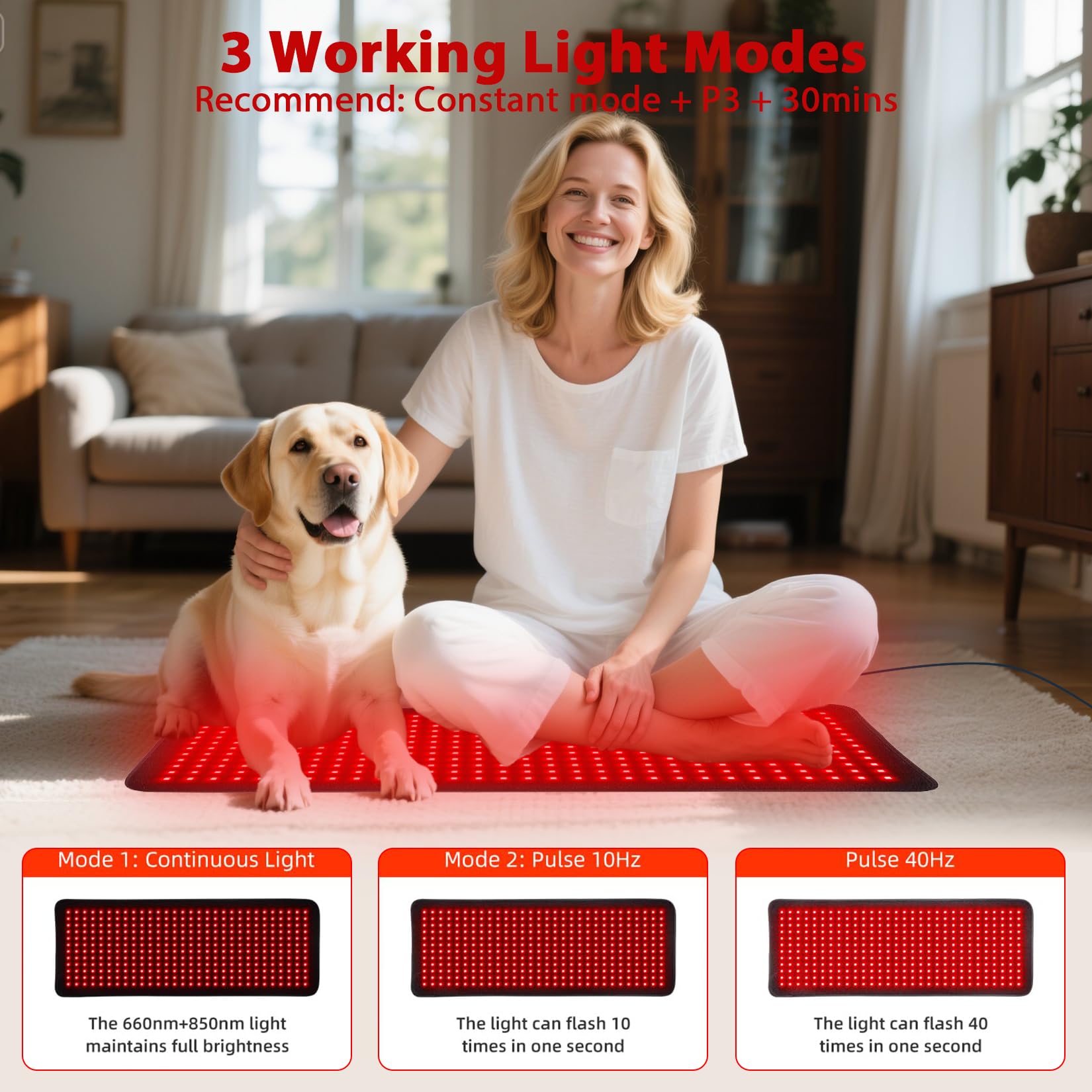 Bonodave mode continu, 10 Hz et 40 Hz pour différentes expériences lumineuses.